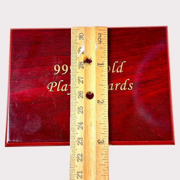 999.9 Gold Foil Playing Cards With Certificate In Red Wood Box - Picture 12 of 13